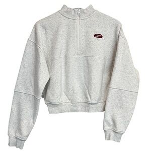 Reebok Oatmeal 1/4 Zip Pullover Cropped Sweatshirt - Size S